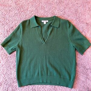 Joe Fresh green cropped short sleeve sweater with collar - size large
